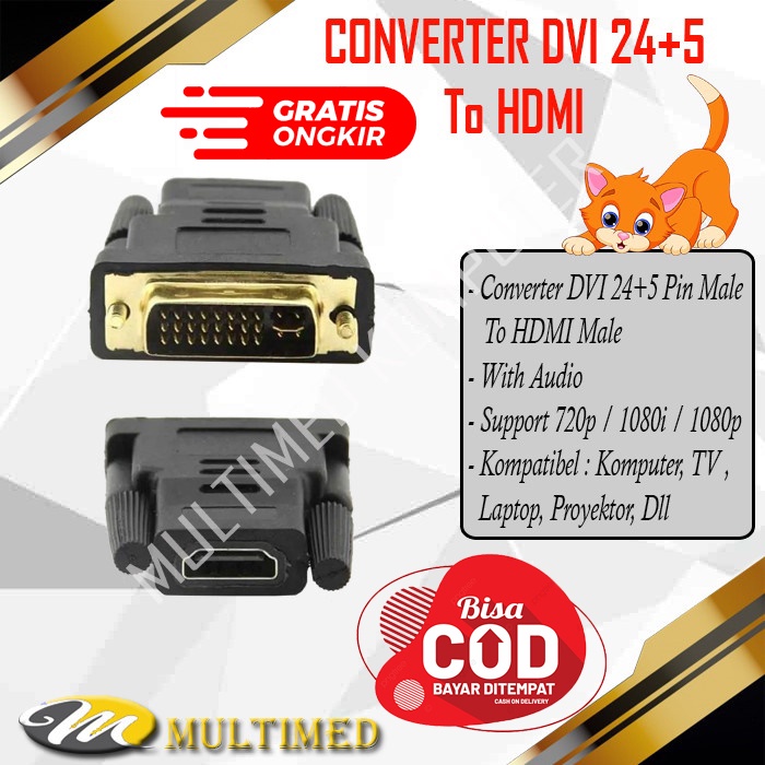 Converter / Konektor Gender DVI 24+5 To HDMI