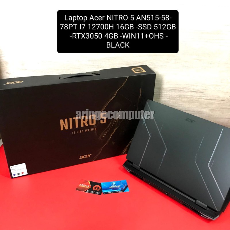 Laptop Acer NITRO 5 AN515-58-78PT I7 12700H 16GB -SSD 512GB -RTX3050 4GB -SRGB 100 - WIN11+OHS -BLACK