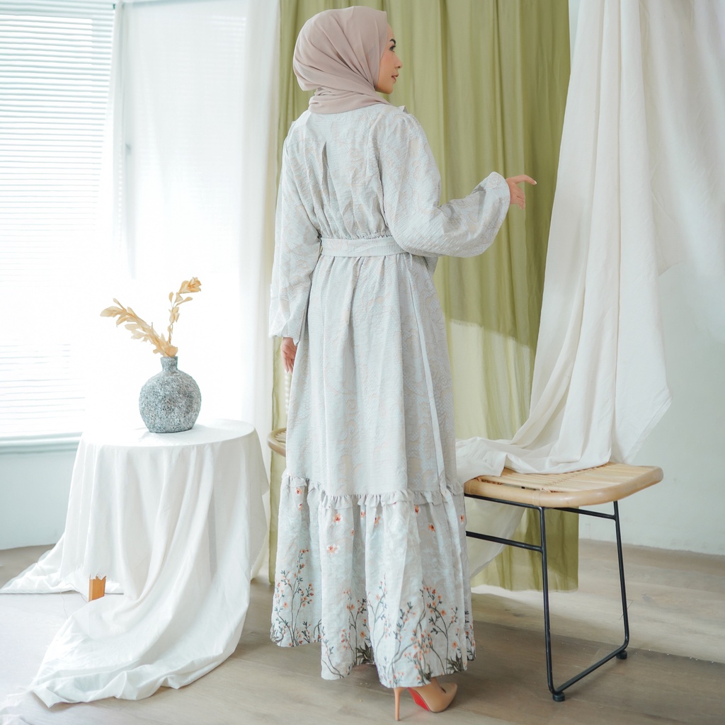 SYAFA RUFFLE Dress Wanita Muslim Ala Korea Bahan Crincle Busui Friendly