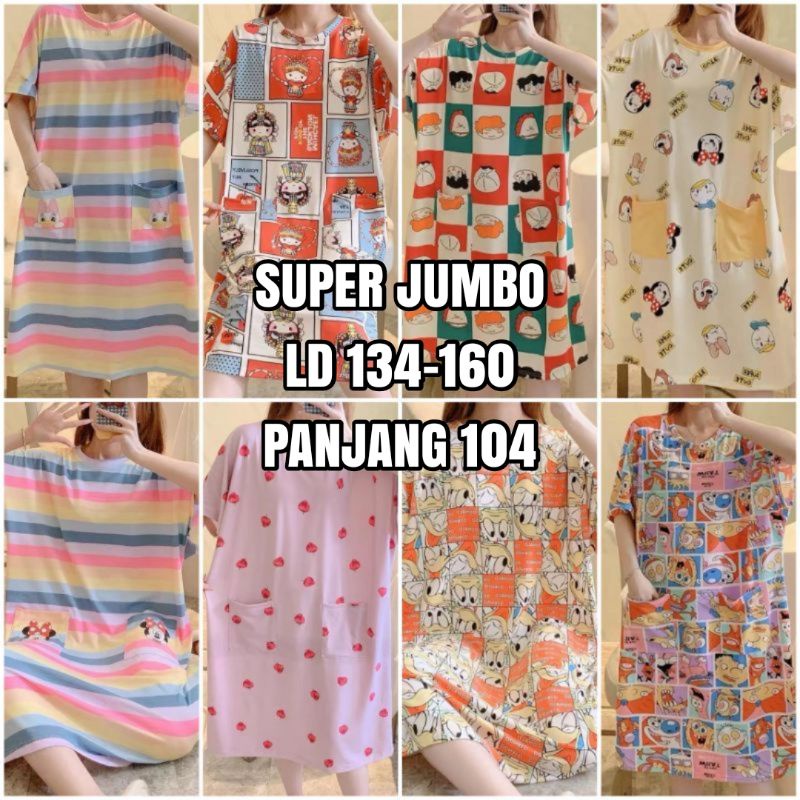 New Daster Jumbo Import/ Baju Tidur Wanita Murah / Daster Wanita Jumbo Import C08-A,B,C