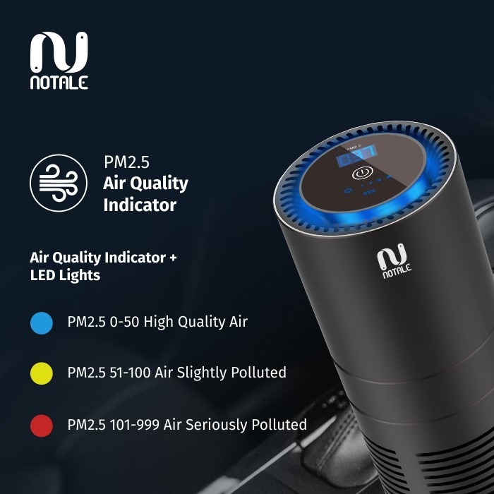 Notale Air Purifier Portable Car UVC Plasma HEPA 13 Filter With PM 2.5