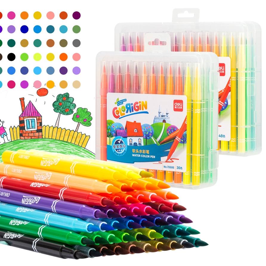 

✔✔ Deli FeltPen Lembut, 36/48 Warna, Mudah Dibersihkan Dengan Air, Warna Terang 70686 70687