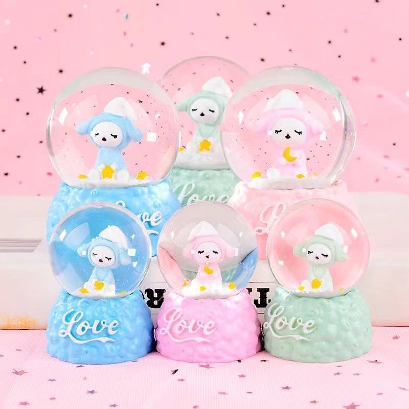 bola kristal salju lampu snowball unicorn bear papapig dolphin  kado