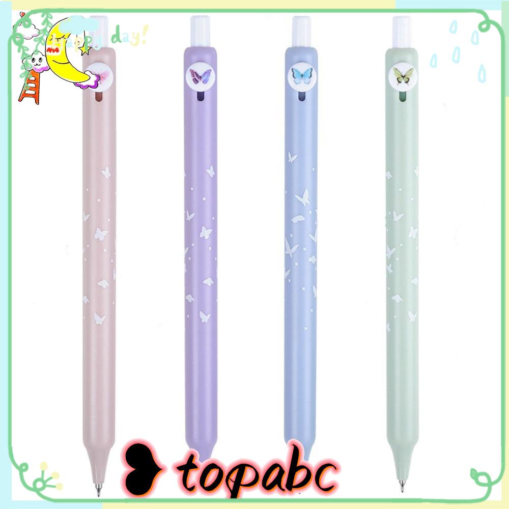 Top 4PCS/Set Gel Pulpen Kreatif Alat Tulis Mutil-styles Kupu-Kupu Tombol Alat Tulis Tinta Hitam Tekan Tipe Tanda Tangan Pulpen