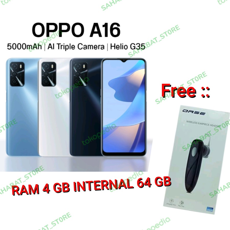 OPPO A16 RAM 4/64GB - GARANSI RESMI OPPO INDONESIA SETAHUN