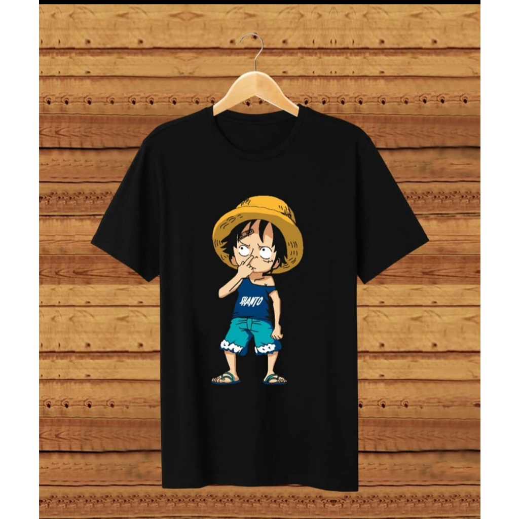 IKKONO STORE/KAOS LUFFY NGUPIL / KAOS ANIME ONE PIECE / KAOS SAYAP VIRAL /BERUANG PELANGI / SABLON M