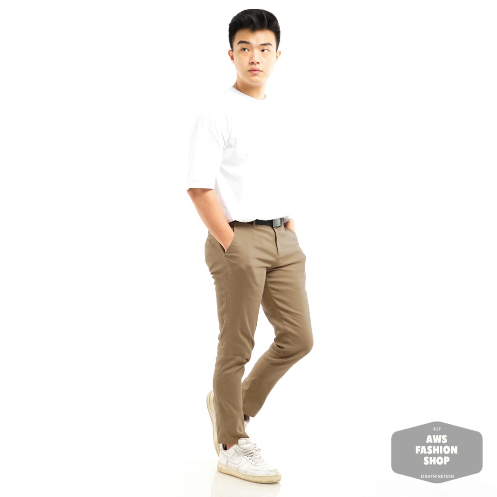 Celana Chino Pria Celana Panjang Pria PREMIUM QUALITY Dark Khaki