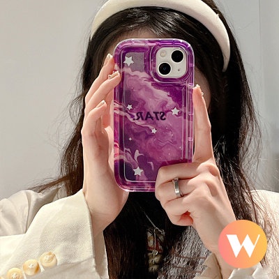 IPHONE Airbag Shockproof Phone Case Kompatibel Untuk Iphone11 13 12 14 Pro Max XR 7Plus 8Plus 6Plus X XS Max Ins Fashion Gradient Starry Sky Mewah Lembut Tpu Penutup Belakang