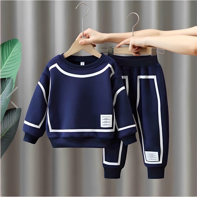 SETELAN SWEATER CREWNECK CARDIGAN BAYI ANAK (UNISEX) MOTIF LIST GARIS USIA 6 BULAN-5 TAHUN BAHAN BABYTERRY PREMIUM BEST QUALITY TERBARU TERMURAH/ SETELAN SWEATER CREWNECK CARDIGAN BAYI ANAK LAKI-LAKI/ SETELAN SWEATER CREWNECK CARDIGAN BAYI ANAK PEREMPUAN