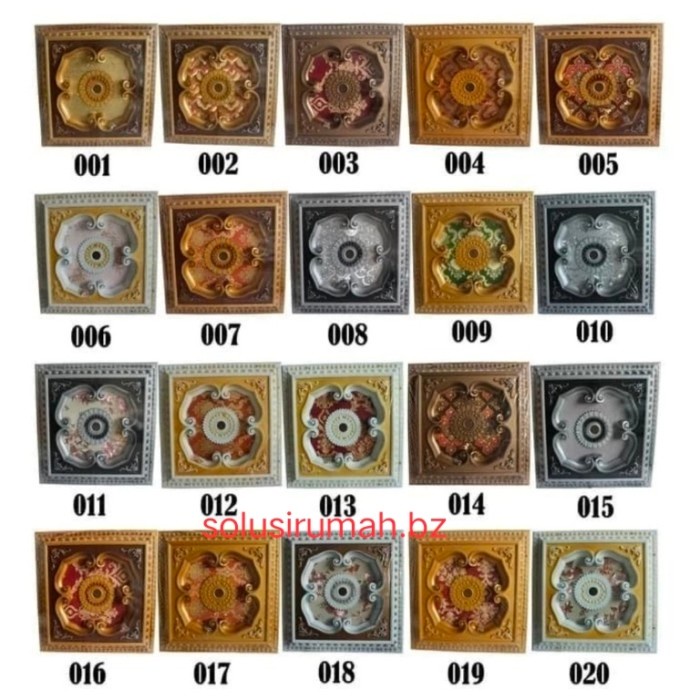 ornamen plafon pvc 60x60cm 60 x 60cm fiting lampu hiasan ornament - random