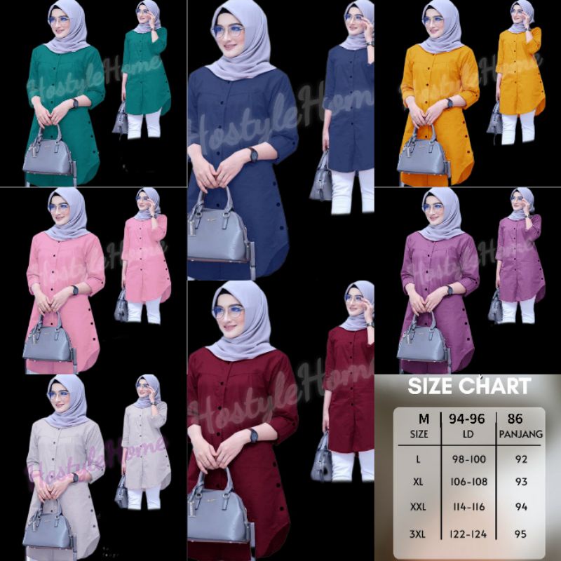 LYLA TUNIK  - Baju TUNIK Ukuran S M L XL XXL XXXL 3XL JUMBO Lengan 3/4 Wanita Ibu Muslim Untuk Acara