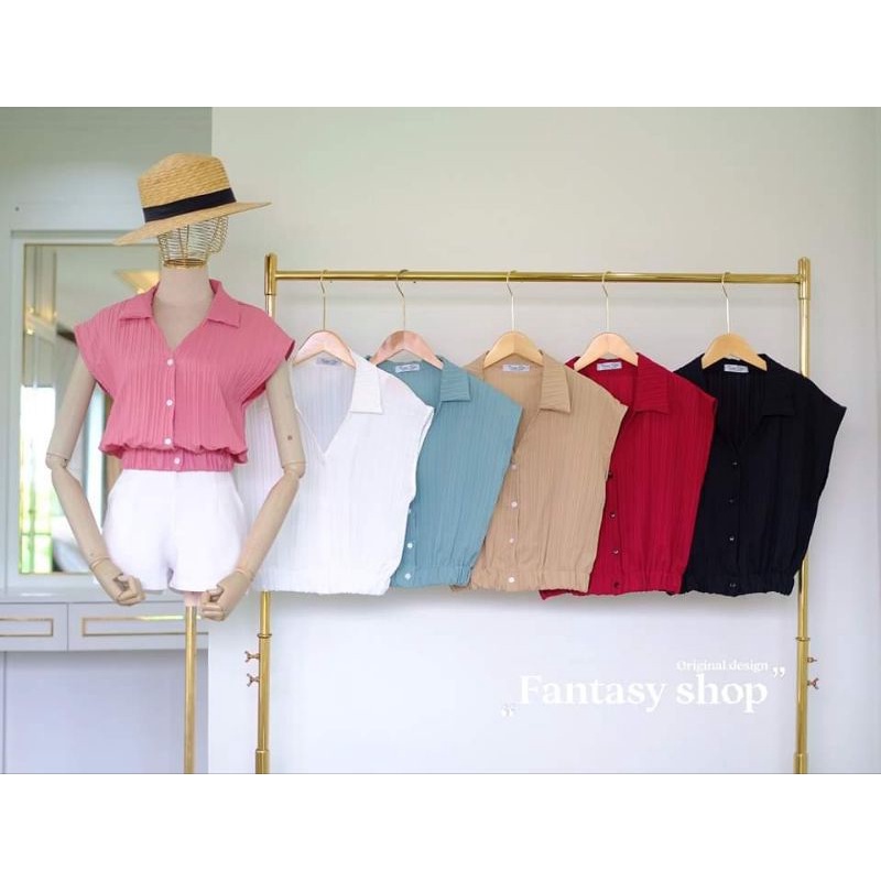 KEMEJA FANTASY SHOP MOTIF CROP FASHION WANITA IMPORT BANGKOK CODE F 06