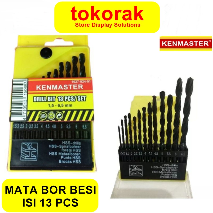 MATA BOR BESI KENMASTER SET 13 PCS DRILL BIT SET BOR BESI 1,5 - 6,5 MM