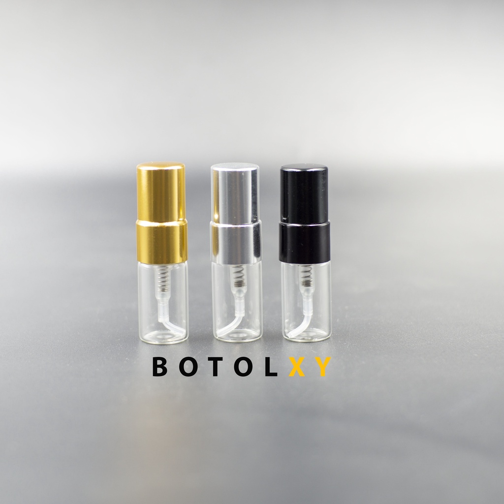 Botol Spray Kaca 2ml - Sprayer &amp; Tutup Metal / Aluminium Travel Parfum