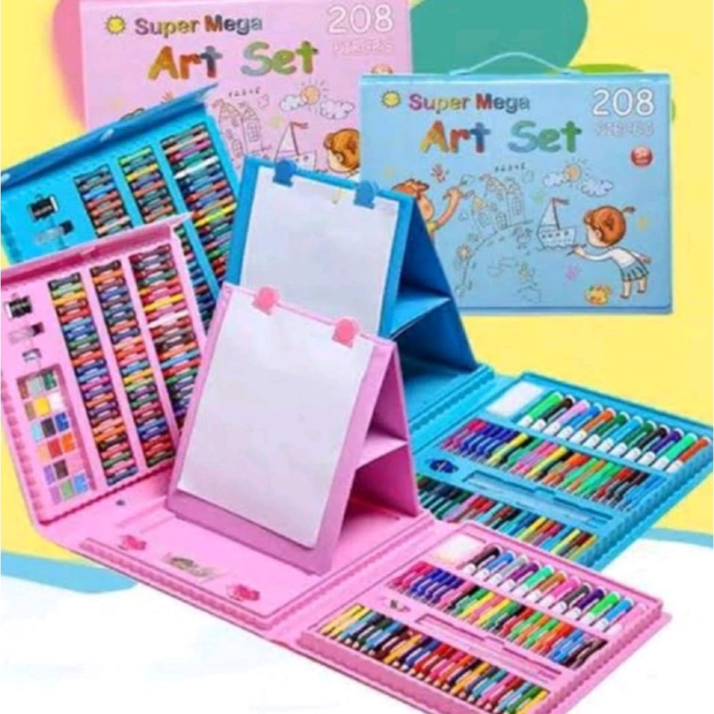 Crayon Art Set 208 Pcs /150 Pcs Lengkap Alat Mewarnai Alat Tulis Krayon Pensil-Crayon Set Alat Menggambar Stationery Melukis Anak-anak Spidol Crayon Cat Air Pensil Art Set 208 Pcs / 150pcs Paints Kids Children Painting Drawing Tools Set