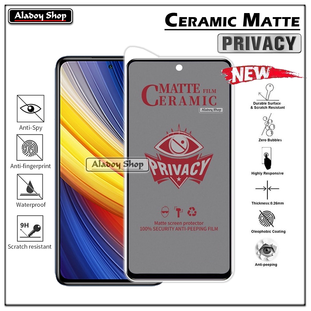 Tempered Glass Anti SPY Xiaomi Poco X3/X3 Pro/X3 NFC Anti Gores Privacy + Tempered Glass kamera dan Skin Carbon