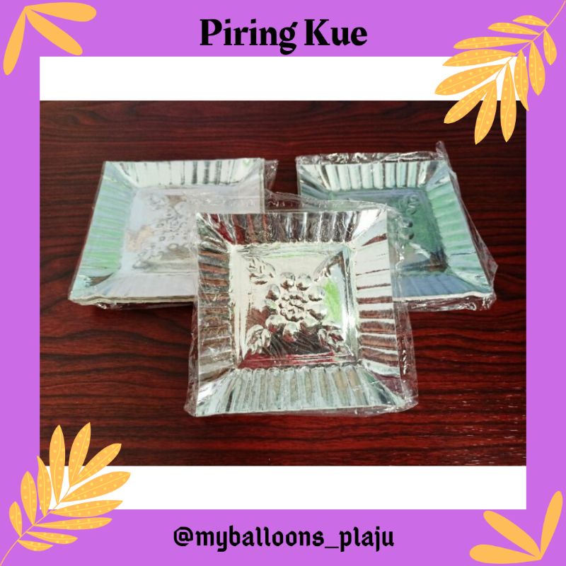 Piring Kue / Piring Kertas Persegi Warna Silver