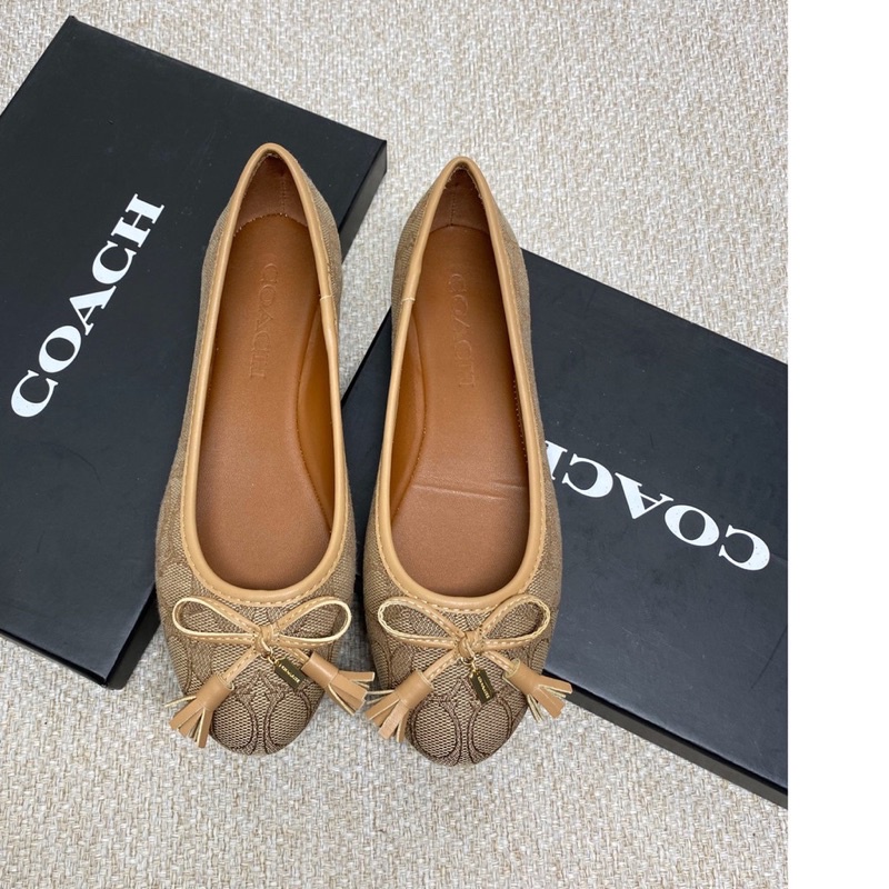 Coach Flatshoes Signature Canvas Khaki Cream