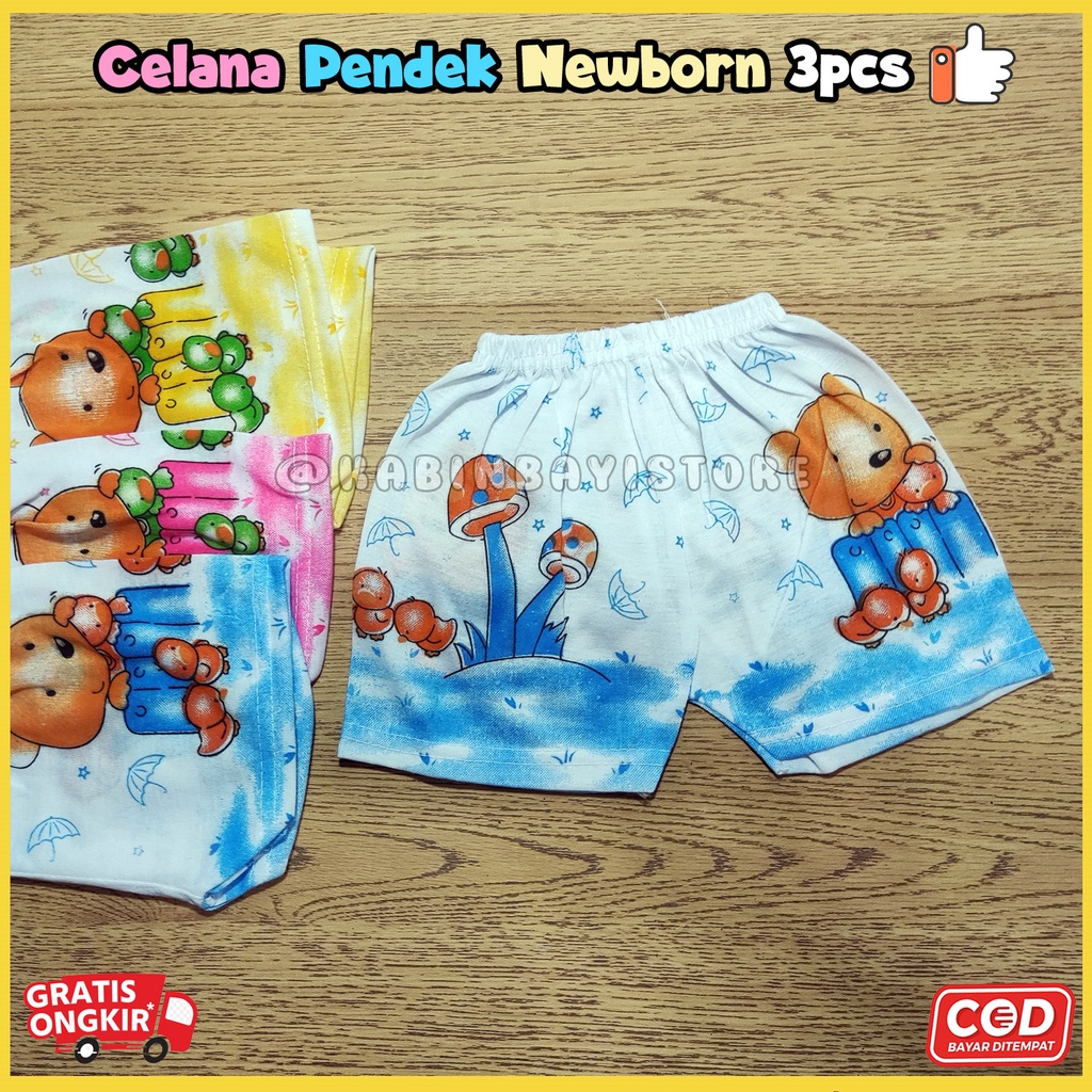 3 Pcs Celana Bayi, Celana Pendek Bayi Newborn Karakter