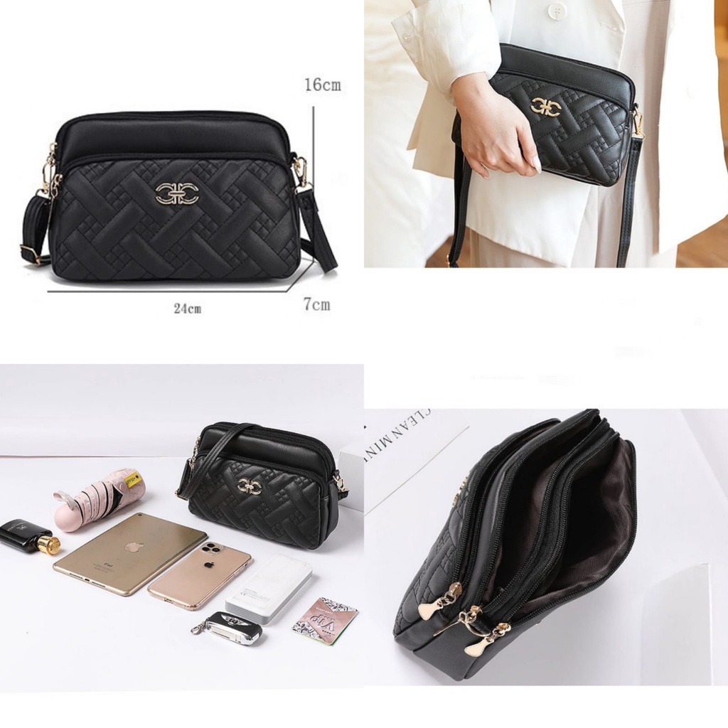 TAS SELEMPANG WANITA PESTA IMPORT KULIT HITAM COASTAL TA715B5 PREMIUM SLINGBAG KOREA REMAJA CEWEK KEKINIAN SHOULDER BAG BRANDED BATAM FASHION CASUAL SIMPLE