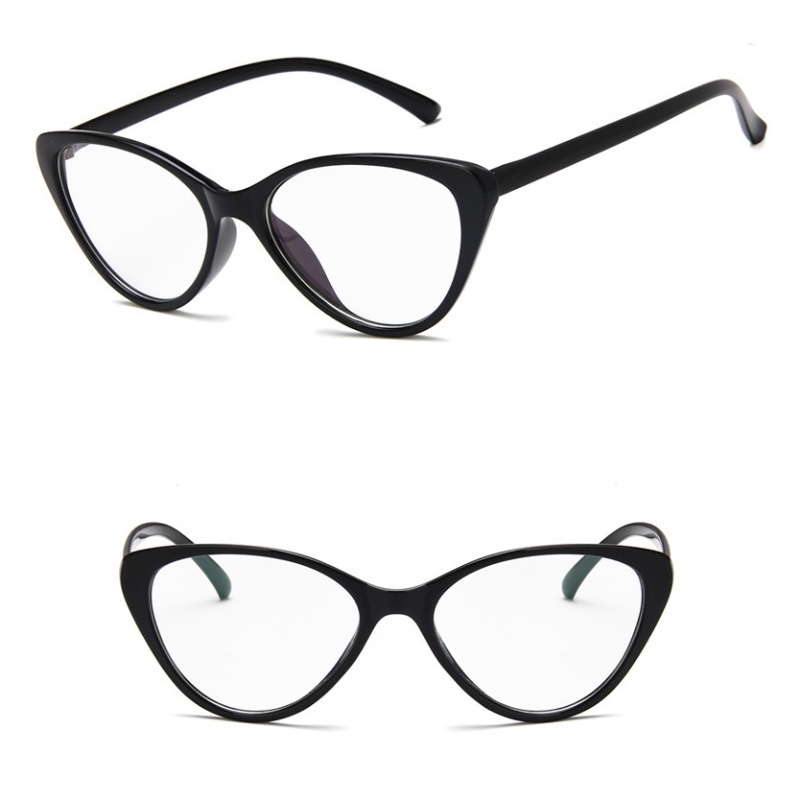 Roselife Vintage Hitam TR90 Kacamata Mata Kucing TR90 Untuk Wanita Perempuan Chic Kacamata Lensa Pemblokiran Cahaya Biru Ins Trendy Eyewear Street Fashion OOTD Ornamen