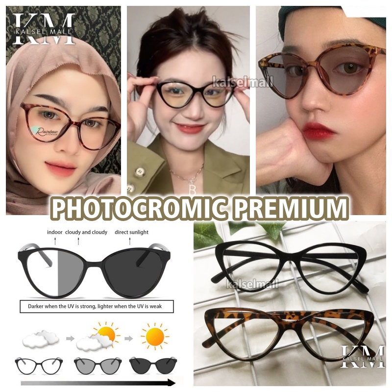 Kacamata Cat Eye Lensa Photocromic Lensa Berubah Warna Hitam dan Anti Radiasi Pria Wanita Kecamata Anti Radiasi Fotokromik Model Korea 2 In 1 Potokromik Photocromi Fotocromic Potocromic Kcamata Photo Foto Cromic Ori Blueray Komputer HP Banjarmasin FTK9