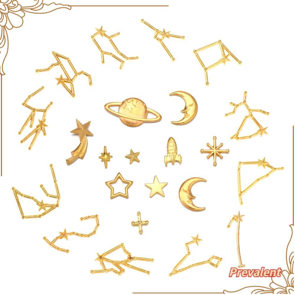 Preva 120PCS Cosmos Constellation Tema Aksesoris Membuat Perhiasan DIY Bahan Bulan Bintang Charms