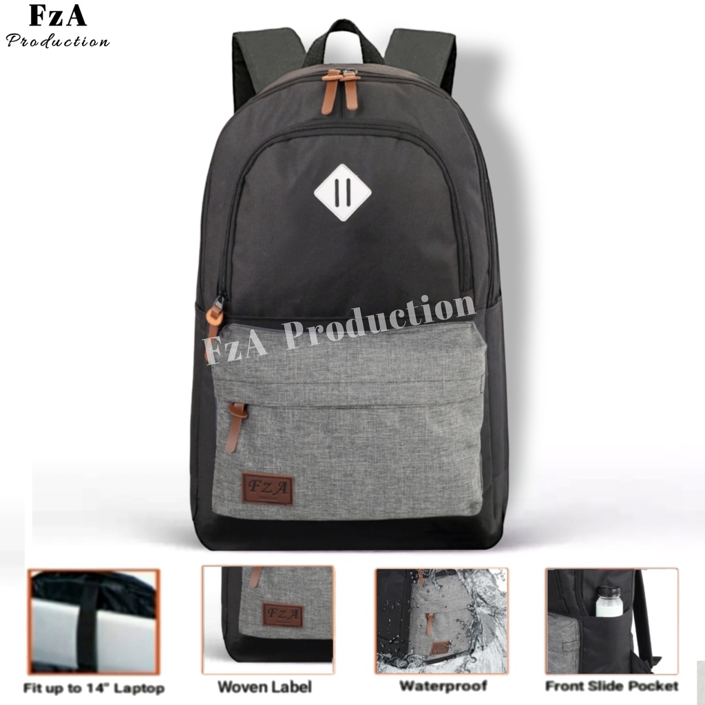 Tas Ransel Punggung Distro Casual Pria Wanita / Tas Ransel Laptop Original - FzA Gratis Jam Tangan Sport