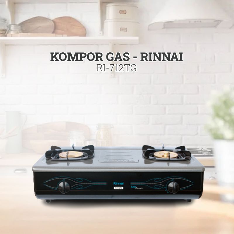 RINNAI kompor gas 2 tungku Api Turbo bahan Anti Gores RI712TG - Nuansa Samarinda