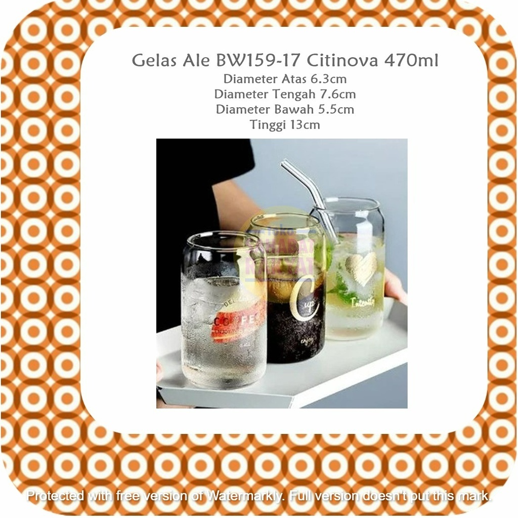 [1 pcs]  Gelas Matcha Gelas Latte Cafe Gelas Es Teh Ale BW159-17 Citinova 470ml
