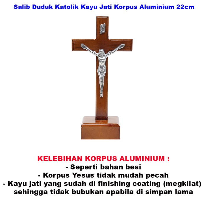 

Nemodorry Pajangan Salib Duduk Meja Katolik Kayu Jati Korpus Aluminium 22Cm