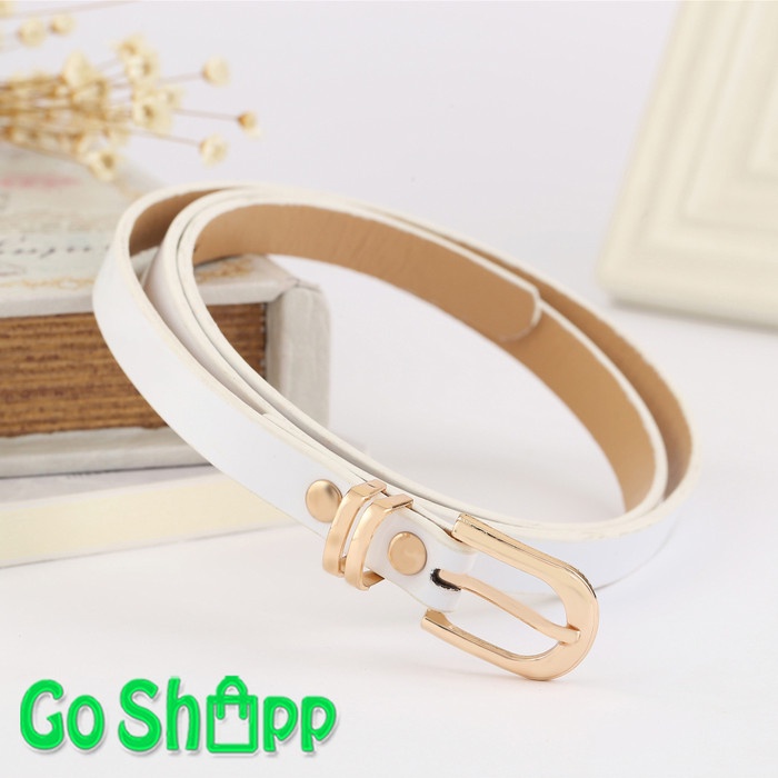 Ikat Pinggang Wanita Ikat Pinggang Wanita Model Tipis Kulit PU Import Fashion Korea [IK08] - Putih(O