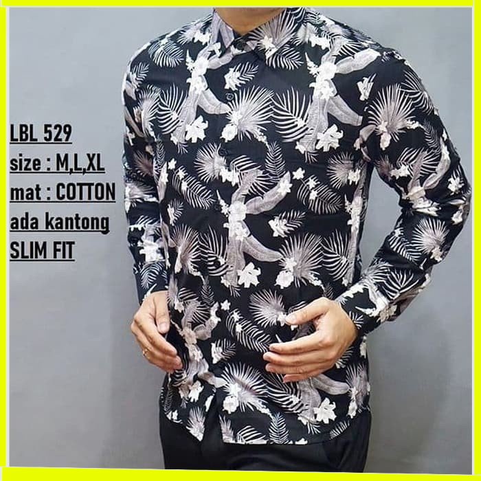 KEMEJA PRIA BATIK LENGAN PANJANG HEM BAHAN KATUN HALUS 40S LBL 529 MEWAH PREMIUM BAJU ELEGANT SIZE M L XL SKU MS JAKARTA