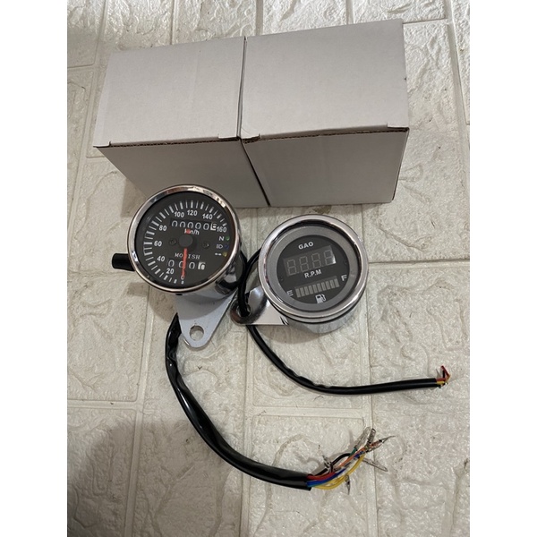 spido meter amper bensin rpm kilometer indikator bulat crome untuk rx king vixion gl pro mio fino fi vario