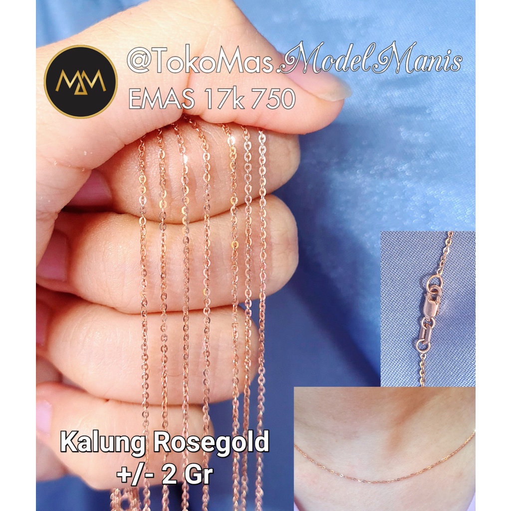 Kalung nori siem kilap emas rose gold kadar 750