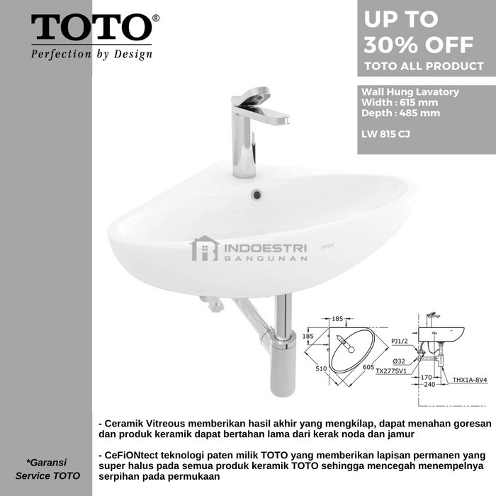 WASTAFEL TOTO LW 815 CJ / WASTAFEL SUDUT GANTUNG TOTO (BODY ONLY)