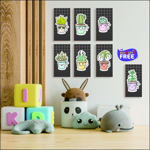 hiasan dinding poster kaktus minimalis lucu murah BELI 6 GRATIS 1 C148