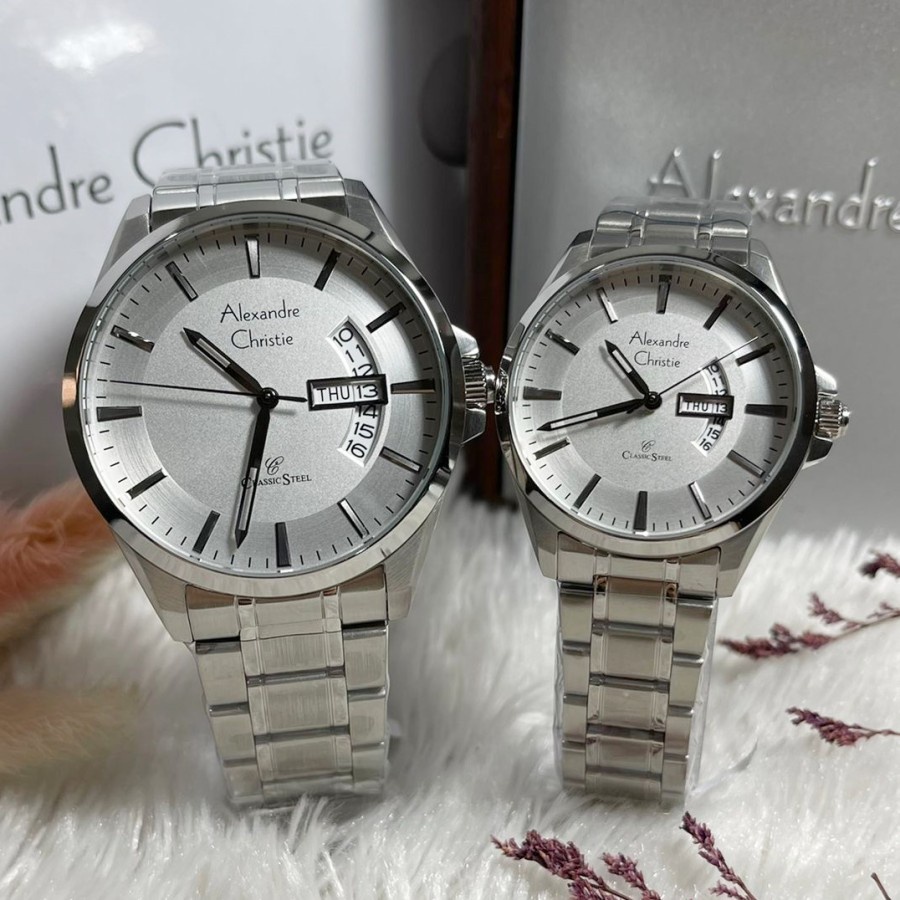 ORIGINAL Jam Tangan Pria &amp; Wanita Alexandre Christie AC 8680 / AC8680 / 8680 Garansi Resmi 1 Tahun, Staainless