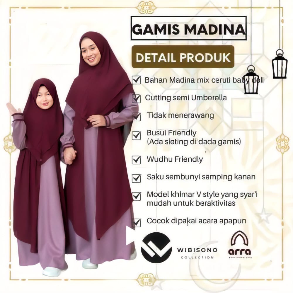 Sarimbit Keluarga 2023 Lebaran Arra Madina Maroon Baju Couple Keluarga Lebaran 2023