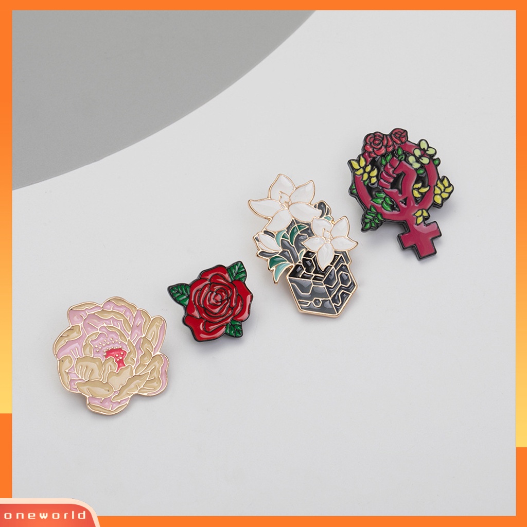 [WONE] Ladies Bros Mawar Mengenang Perhiasan Kartun Dicat Bros Lencana Feminisme Perhiasan Hadiah