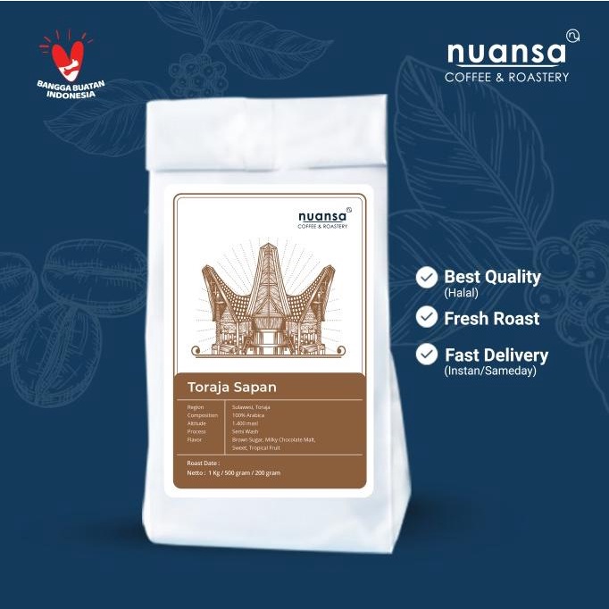 

Toraja Sapan Arabica Grade 1 (Biji/Bubuk) Kopi Roasted Beans - 500Gr