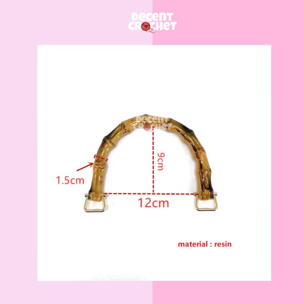 Handle Untuk Tas Material Bambu dan Kait Emas