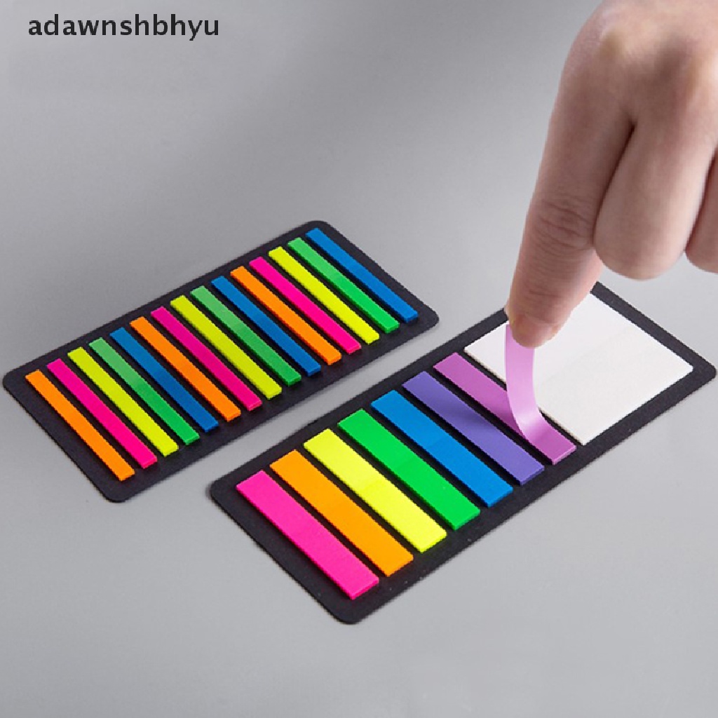 Adawnshbhyu 160/300pcs Warna Transparan Neon Index Tabs Bendera Sticky Note Stationery ID