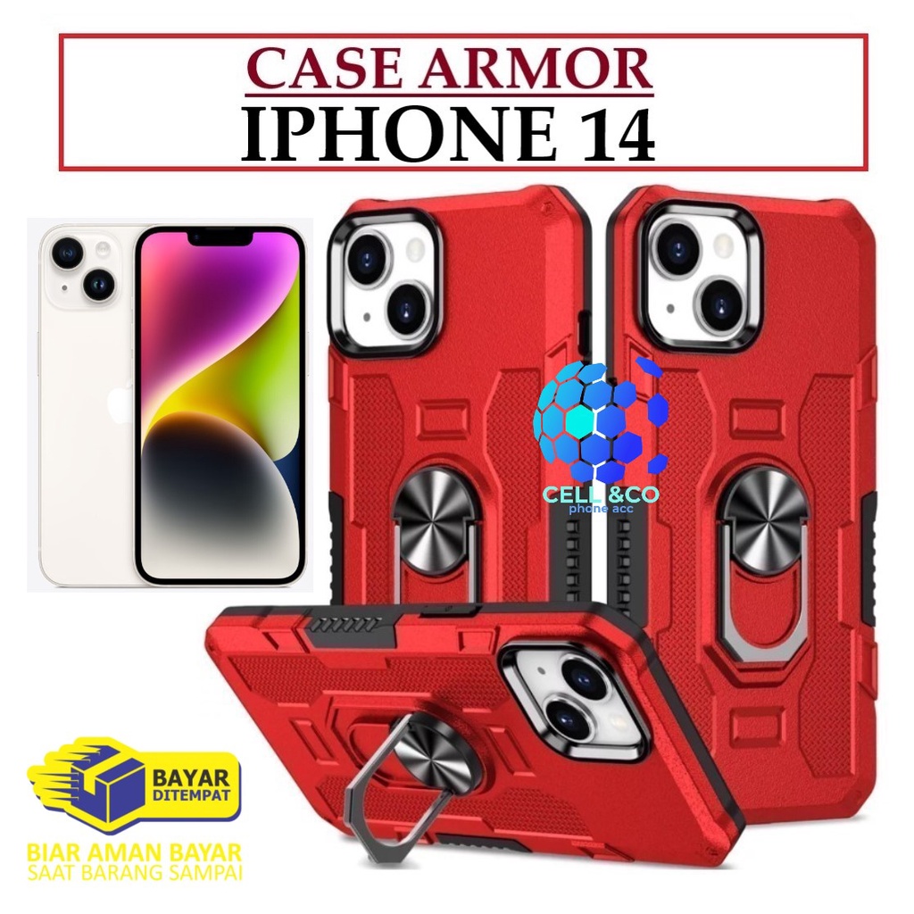 Case Armor IPHONE 14 Iring Cincin Magnetic Kesing Hp Protect kamera Premium Hard Case Standing Robot Pelindung Kamera