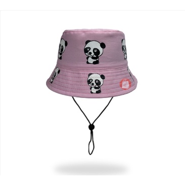 Bucket Anak Karakter Panda / Topi Bucket Anak Tali / Topi Anak Sablon