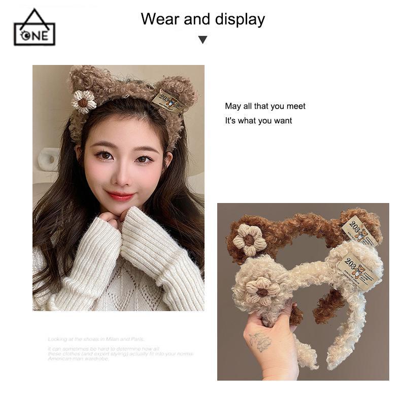 COD❤️Bando Karakter Telinga Beruang Bulu Lucu Korea Bandana Yang Bentuk Wanita Aksesori Rambut Ikat Headband