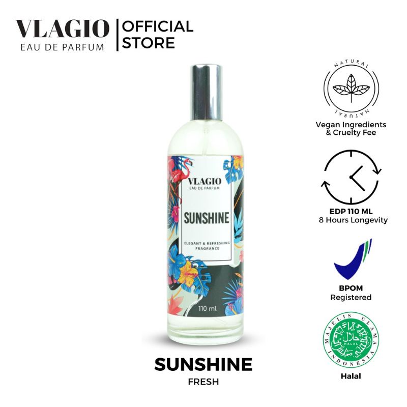 VLAGIO Eau De Parfume 110 mL Parfum Dengan Tema Summer Vibes | Cheery Blossom / Sunshine / Velove | 100% Original BPOM