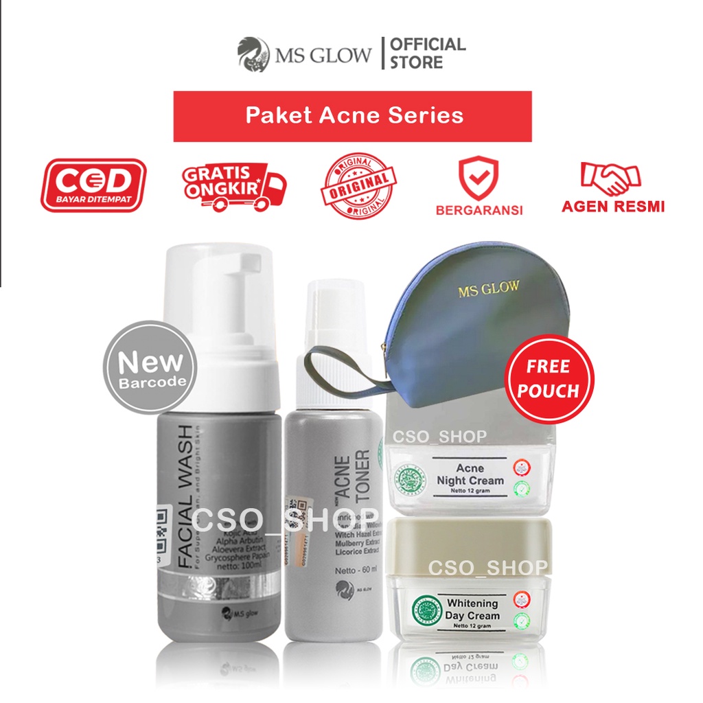 (READY ORIGINAL) MS GLOW PAKET ACNE SERIES ORIGINAL - PAKET JERAWAT MS GLOW - MS Glow Acne