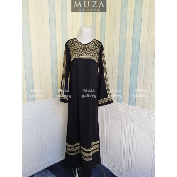 MUZA ABAYA HITAM BORDIR TURKEY MUTIARA