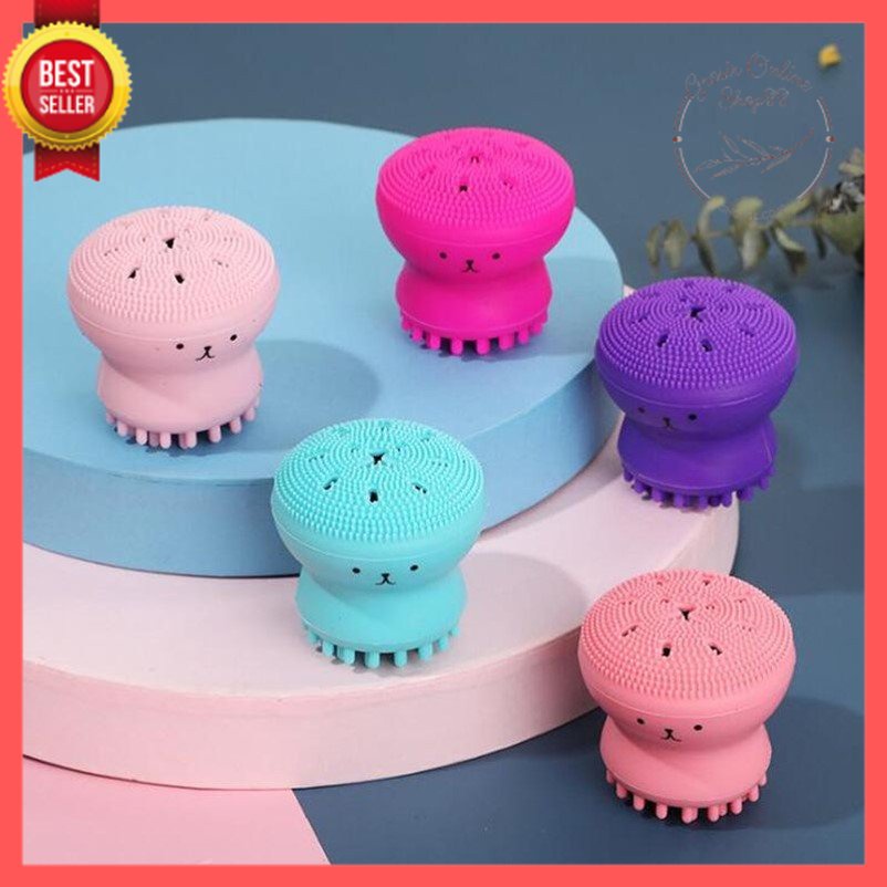 GOS -H303- Spon Wajah Bentuk Gurita - Alat Pembersih Wajah Silikon - Foamer Facial Cleanser Gurita